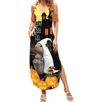 Capy-Boo-Ra Halloween Family Matching Summer Maxi Dress and Hawaiian Shirt Haunted House And Pumpkin Spooky - Wonder Print Shop