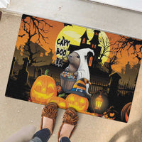 Capy-Boo-Ra Halloween Rubber Doormat Haunted House And Pumpkin Spooky - Wonder Print Shop