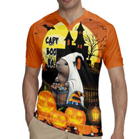 Capy-Boo-Ra Halloween Rugby Jersey Haunted House And Pumpkin Spooky - Wonder Print Shop