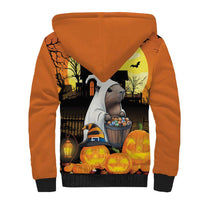 Capy-Boo-Ra Halloween Sherpa Hoodie Haunted House And Pumpkin Spooky - Wonder Print Shop
