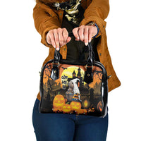 Capy-Boo-Ra Halloween Shoulder Handbag Haunted House And Pumpkin Spooky