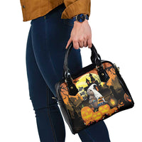 Capy-Boo-Ra Halloween Shoulder Handbag Haunted House And Pumpkin Spooky