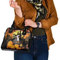 Capy-Boo-Ra Halloween Shoulder Handbag Haunted House And Pumpkin Spooky