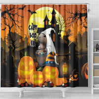 Capy-Boo-Ra Halloween Shower Curtain Haunted House And Pumpkin Spooky