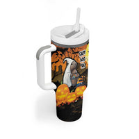 Capy-Boo-Ra Halloween Tumbler With Handle Haunted House And Pumpkin Spooky - Wonder Print Shop
