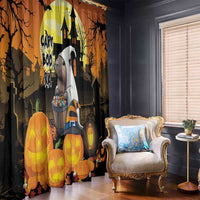 Capy-Boo-Ra Halloween Window Curtain Haunted House And Pumpkin Spooky - Wonder Print Shop