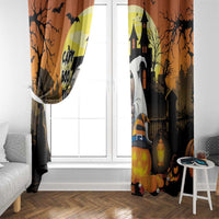 Capy-Boo-Ra Halloween Window Curtain Haunted House And Pumpkin Spooky - Wonder Print Shop