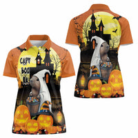 Capy-Boo-Ra Halloween Women Polo Shirt Haunted House And Pumpkin Spooky - Wonder Print Shop