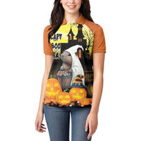 Capy-Boo-Ra Halloween Women Polo Shirt Haunted House And Pumpkin Spooky - Wonder Print Shop