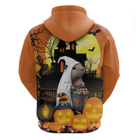Capy-Boo-Ra Halloween Zip Hoodie Haunted House And Pumpkin Spooky - Wonder Print Shop