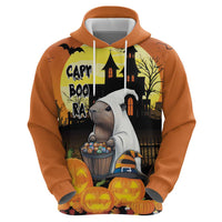 Capy-Boo-Ra Halloween Zip Hoodie Haunted House And Pumpkin Spooky - Wonder Print Shop