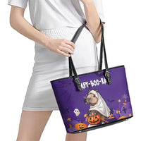 Capy-Boo-Ra Halloween Leather Tote Bag Bats And Pumpkins Funny Style - Wonder Print Shop