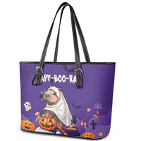 Capy-Boo-Ra Halloween Leather Tote Bag Bats And Pumpkins Funny Style - Wonder Print Shop