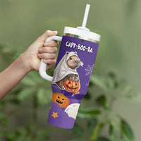 Capy-Boo-Ra Halloween Tumbler With Handle Bats And Pumpkins Cute Style - Wonder Print Shop