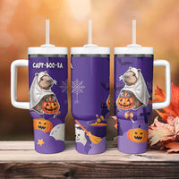 Capy-Boo-Ra Halloween Tumbler With Handle Bats And Pumpkins Cute Style - Wonder Print Shop