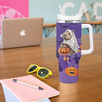 Capy-Boo-Ra Halloween Tumbler With Handle Bats And Pumpkins Cute Style - Wonder Print Shop