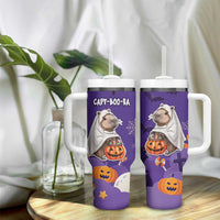Capy-Boo-Ra Halloween Tumbler With Handle Bats And Pumpkins Cute Style - Wonder Print Shop