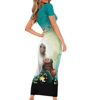 Capy-Boo-Ra Halloween Family Matching Short Sleeve Bodycon Dress and Hawaiian Shirt Spooky Halloween Night With Pumpkins - Wonder Print Shop