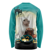 Capy-Boo-Ra Halloween Long Sleeve Shirt Spooky Halloween Night With Pumpkins - Wonder Print Shop