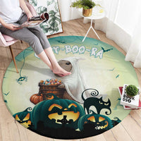 Capy-Boo-Ra Halloween Round Carpet Spooky Halloween Night With Pumpkins
