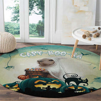 Capy-Boo-Ra Halloween Round Carpet Spooky Halloween Night With Pumpkins