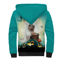 Capy-Boo-Ra Halloween Sherpa Hoodie Spooky Halloween Night With Pumpkins - Wonder Print Shop
