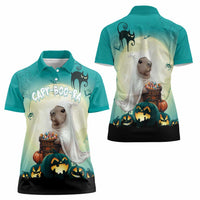 Capy-Boo-Ra Halloween Women Polo Shirt Spooky Halloween Night With Pumpkins - Wonder Print Shop