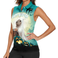 Capy-Boo-Ra Halloween Women Sleeveless Polo Shirt Spooky Halloween Night With Pumpkins - Wonder Print Shop