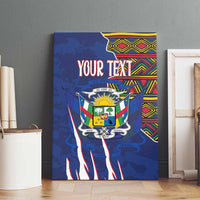 Personalized Central African Republic Since 1958 Canvas Wall Art Coat Of Arms With Kente Pattern - Wonder Print Shop