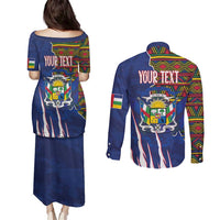 Personalized Central African Republic Since 1958 Couples Matching Puletasi and Long Sleeve Button Shirt Coat Of Arms With Kente Pattern - Wonder Print Shop