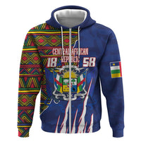 Personalized Central African Republic Since 1958 Hoodie Coat Of Arms With Kente Pattern - Wonder Print Shop