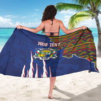 Personalized Central African Republic Since 1958 Sarong Coat Of Arms With Kente Pattern - Wonder Print Shop