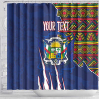 Personalized Central African Republic Since 1958 Shower Curtain Coat Of Arms With Kente Pattern