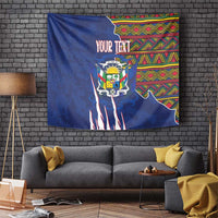 Personalized Central African Republic Since 1958 Tapestry Coat Of Arms With Kente Pattern - Wonder Print Shop