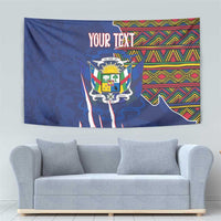 Personalized Central African Republic Since 1958 Tapestry Coat Of Arms With Kente Pattern - Wonder Print Shop