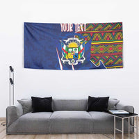Personalized Central African Republic Since 1958 Tapestry Coat Of Arms With Kente Pattern - Wonder Print Shop