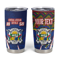Personalized Central African Republic Since 1958 Tumbler Cup Coat Of Arms With Kente Pattern - Wonder Print Shop