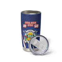 Personalized Central African Republic Since 1958 Tumbler Cup Coat Of Arms With Kente Pattern - Wonder Print Shop
