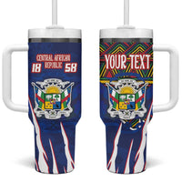 Personalized Central African Republic Since 1958 Tumbler With Handle Coat Of Arms With Kente Pattern - Wonder Print Shop