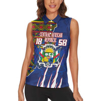 Personalized Central African Republic Since 1958 Women Sleeveless Polo Shirt Coat Of Arms With Kente Pattern - Wonder Print Shop