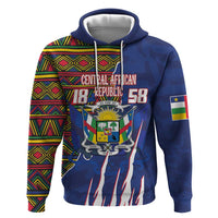 Personalized Central African Republic Since 1958 Zip Hoodie Coat Of Arms With Kente Pattern - Wonder Print Shop