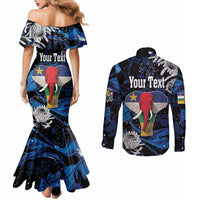 Personalized Central African Republic Elephant Couples Matching Mermaid Dress and Long Sleeve Button Shirt King Protea - Abstract Style
