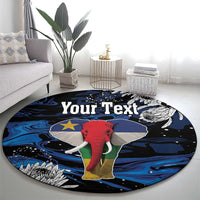 Personalized Central African Republic Elephant Round Carpet King Protea - Abstract Style