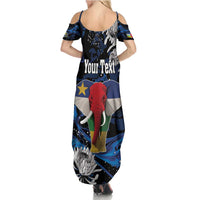 Personalized Central African Republic Elephant Summer Maxi Dress King Protea - Abstract Style - Wonder Print Shop