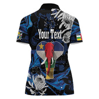 Personalized Central African Republic Elephant Women Polo Shirt King Protea - Abstract Style - Wonder Print Shop