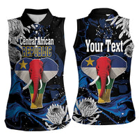 Personalized Central African Republic Elephant Women Sleeveless Polo Shirt King Protea - Abstract Style - Wonder Print Shop
