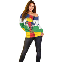 Central African Republic Republic Day 1958 Off Shoulder Sweater Unite, Dignite, Travail - Flag Style - Wonder Print Shop