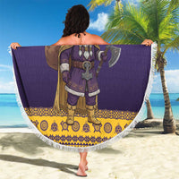 Merry Christmas from Vikingnations Beach Blanket Valhalla-La Santa - Wonder Print Shop