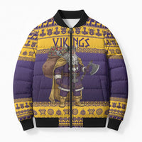 Merry Christmas from Vikingnations Bomber Puffer Jacket Valhalla-La Santa - Wonder Print Shop