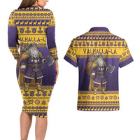 Merry Christmas from Vikingnations Couples Matching Long Sleeve Bodycon Dress and Hawaiian Shirt Valhalla-La Santa - Wonder Print Shop
